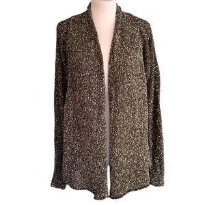 Eileen Fisher Woven Tweed Cotton Textured Open Front Cardigan Sz M